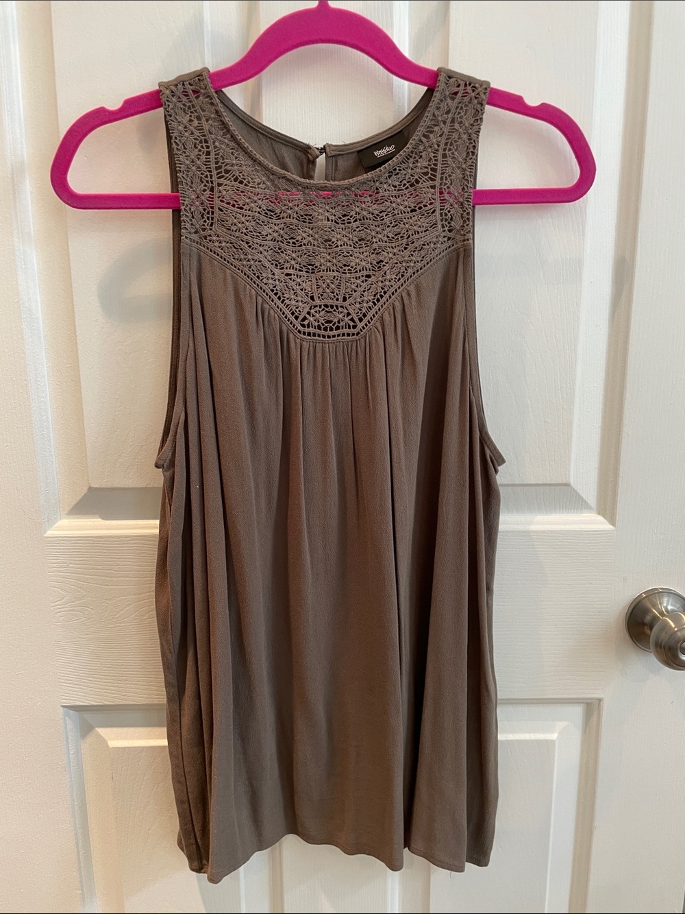 Mossimo Supply Co. Crochet Yoke Sleeveless Blouse in Olive
